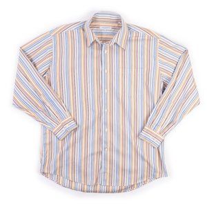 ALEX CANNON Rowayton, CT colorful striped button down shirt size L